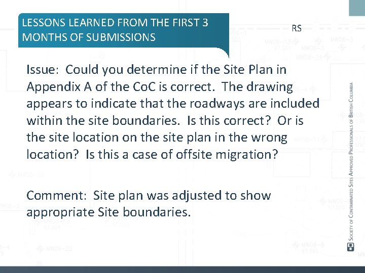 LESSONS LEARNED FROM THE FIRST 3 MONTHS OF SUBMISSIONS RS Issue: Could you determine