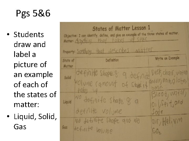 Pgs 5&6 • Students draw and label a picture of an example of each