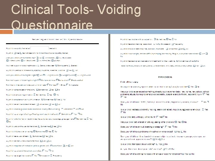 Clinical Tools- Voiding Questionnaire 