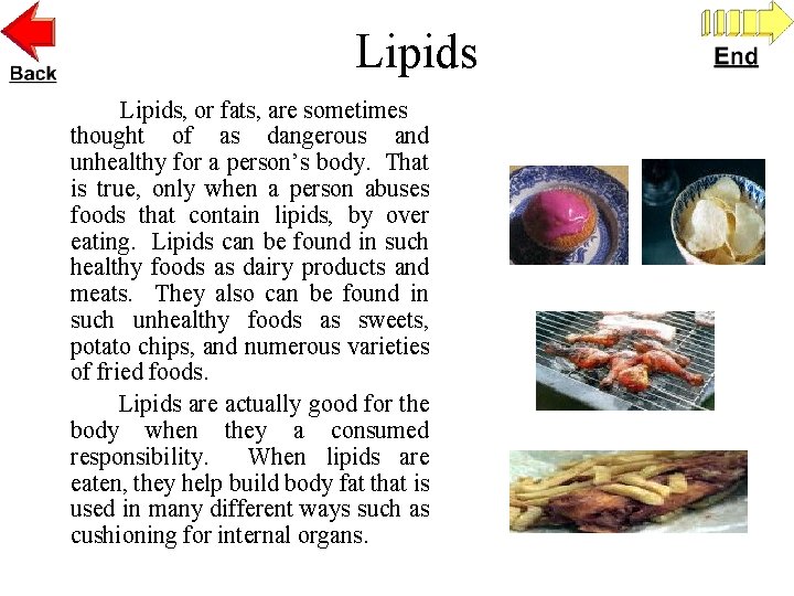 Lipids, or fats, are sometimes thought of as dangerous and unhealthy for a person’s