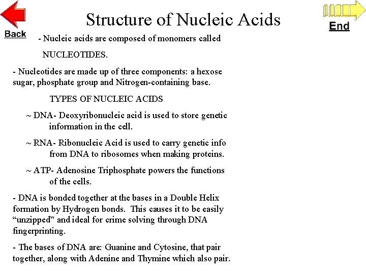 Structure of Nucleic Acids - Nucleic acids are composed of monomers called NUCLEOTIDES. -