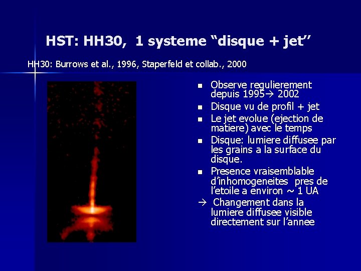 HST: HH 30, 1 systeme “disque + jet’’ HH 30: Burrows et al. ,