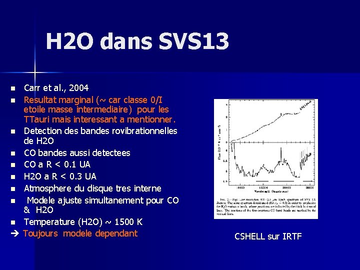 H 2 O dans SVS 13 Carr et al. , 2004 n Resultat marginal