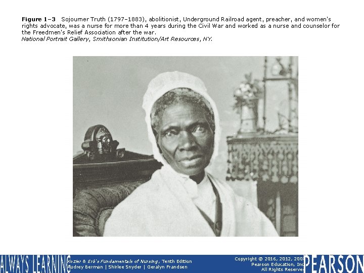 Figure 1– 3 Sojourner Truth (1797– 1883), abolitionist, Underground Railroad agent, preacher, and women's