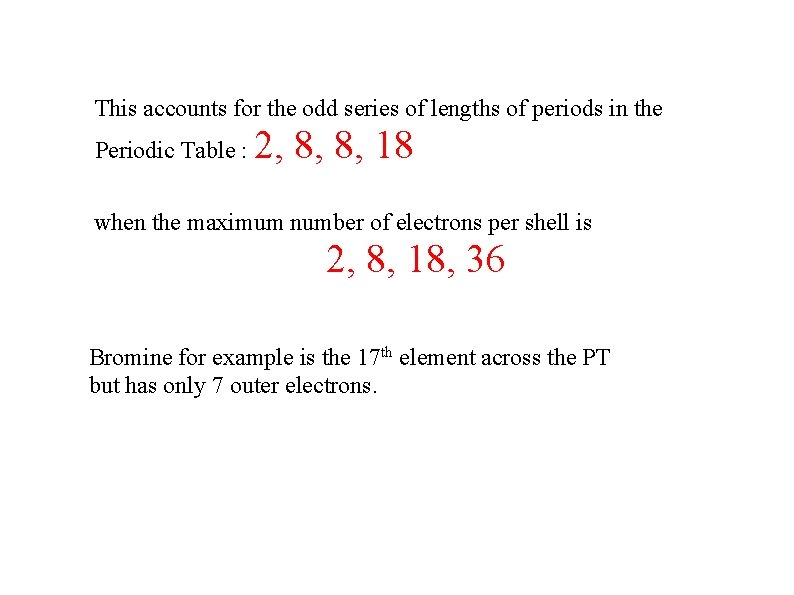 This accounts for the odd series of lengths of periods in the Periodic Table