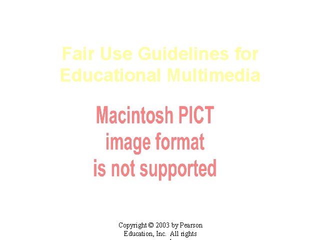 Fair Use Guidelines for Educational Multimedia Copyright © 2003 by Pearson Education, Inc. All