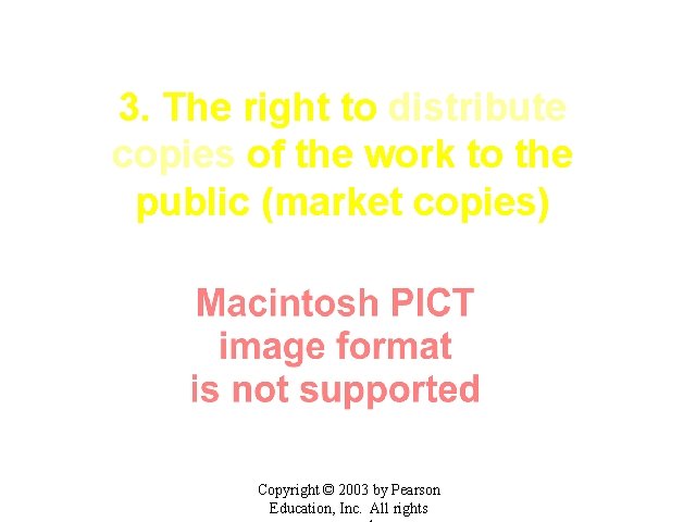 3. The right to distribute copies of the work to the public (market copies)