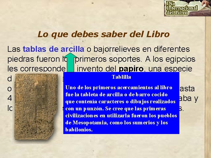 Lo que debes saber del Libro Las tablas de arcilla o bajorrelieves en diferentes