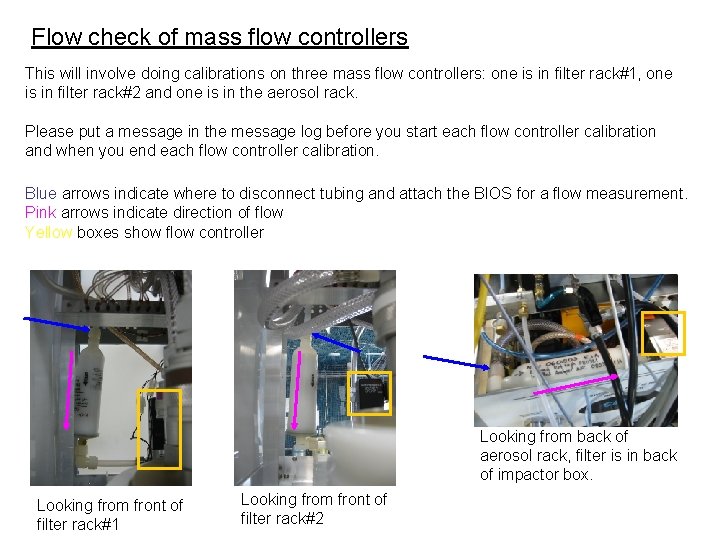 Flow check of mass flow controllers This will involve doing calibrations on three mass