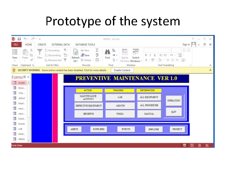 Prototype of the system 