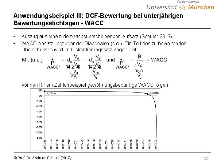 Anwendungsbeispiel III: DCF-Bewertung bei unterjährigen Bewertungsstichtagen - WACC • • Auszug aus einem demnächst