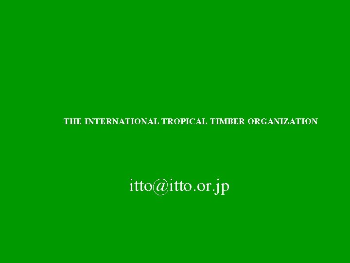 THE INTERNATIONAL TROPICAL TIMBER ORGANIZATION itto@itto. or. jp 