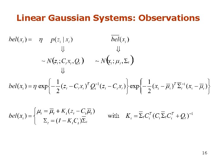 Linear Gaussian Systems: Observations 16 