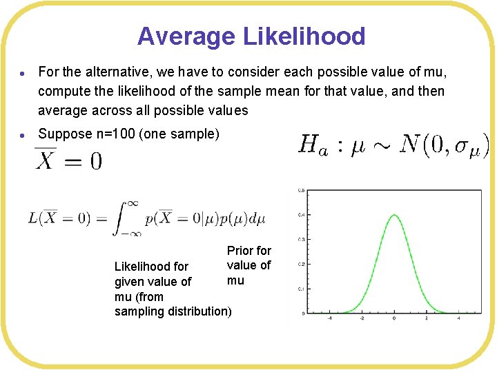 Average Likelihood l l For the alternative, we have to consider each possible value