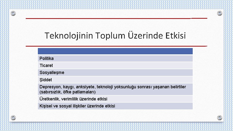 Teknolojinin Toplum Üzerinde Etkisi Politika Ticaret Sosyalleşme Şiddet Depresyon, kaygı, anksiyete, teknoloji yoksunluğu sonrası