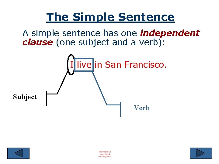 The Simple Sentence A simple sentence has one independent clause (one subject and a