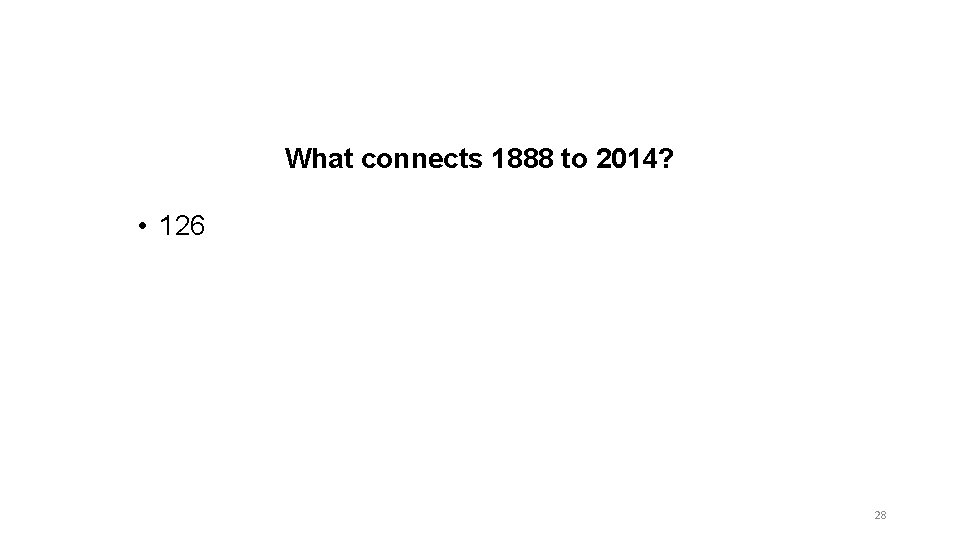 What connects 1888 to 2014? • 126 28 