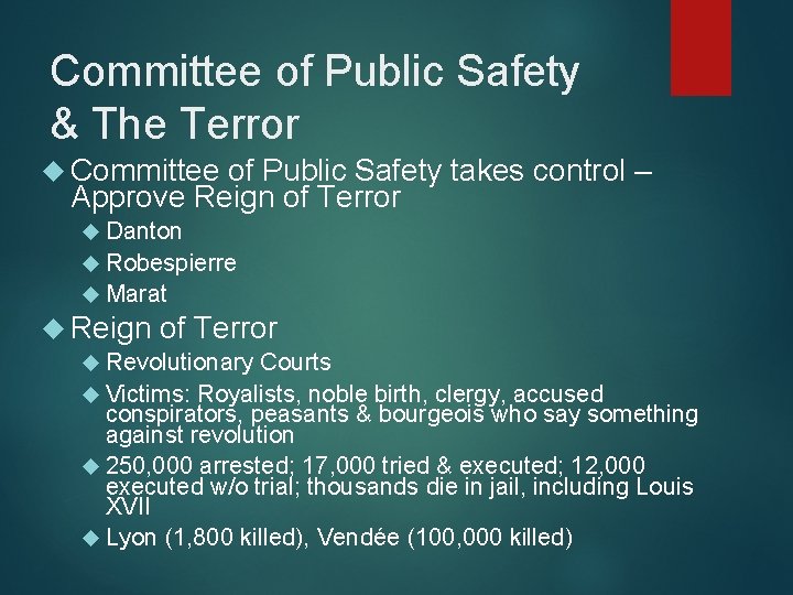 Committee of Public Safety & The Terror Committee of Public Safety takes control –