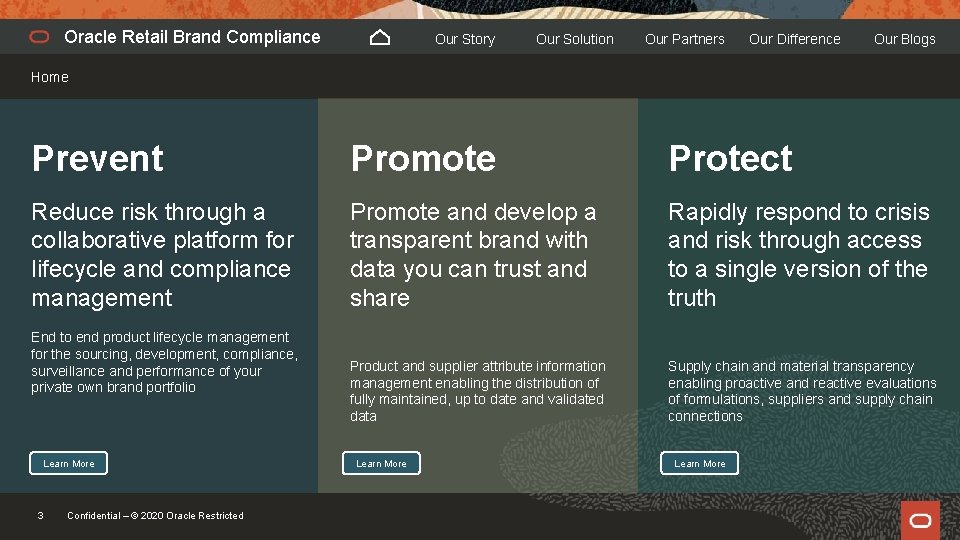 Oracle Retail Brand Compliance Our Story Our Solution Our Partners Our Difference Our Blogs