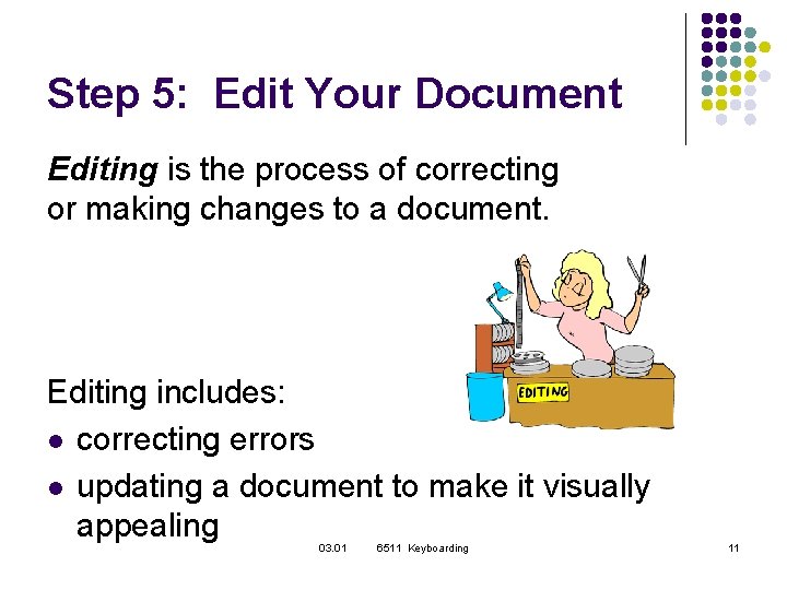 Step 5: Edit Your Document Editing is the process of correcting or making changes
