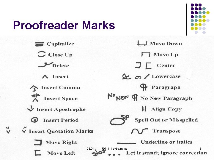 Proofreader Marks 03. 01 6511 Keyboarding 3 