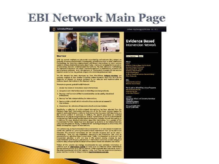 EBI Network Main Page 