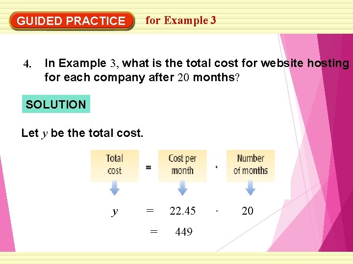 GUIDED PRACTICE 4. for Example 3 In Example 3, what is the total cost