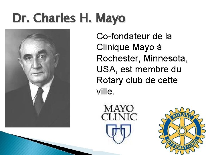 Dr. Charles H. Mayo Co-fondateur de la Clinique Mayo à Rochester, Minnesota, USA, est