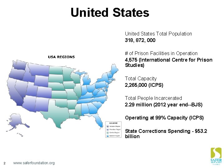 United States Total Population 318, 872, 000 # of Prison Facilities in Operation 4,