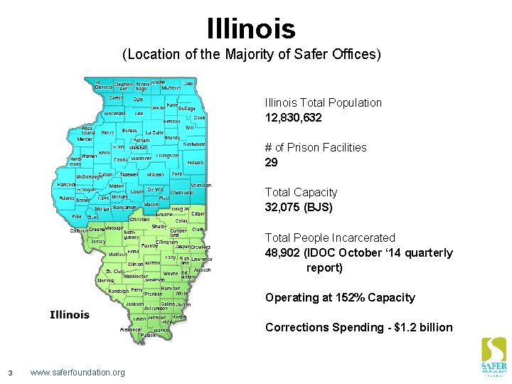 Illinois (Location of the Majority of Safer Offices) Illinois Total Population 12, 830, 632