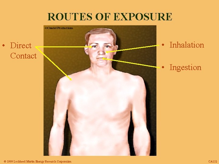 ROUTES OF EXPOSURE • Direct Contact • Inhalation • Ingestion © 1999 Lockheed Martin