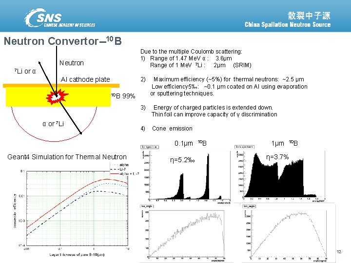 Neutron Convertor--10 B 7 Li Neutron Due to the multiple Coulomb scattering: 1) Range
