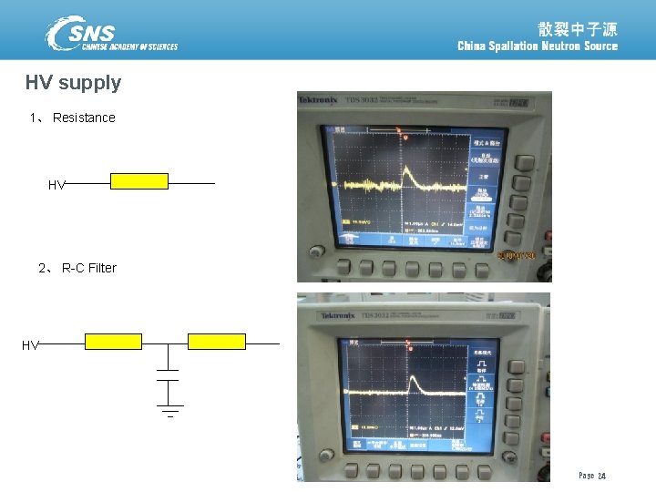HV supply 1、 Resistance HV 2、 R-C Filter HV 散裂中子源进展汇报 12 December 2021 Page