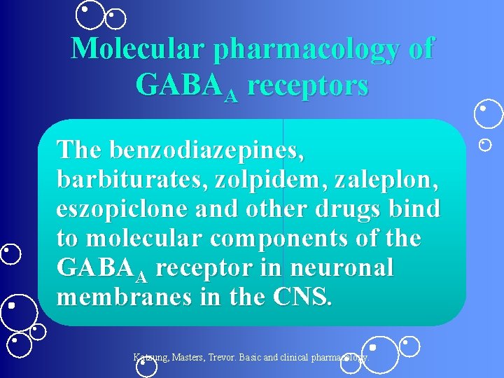 Molecular pharmacology of GABAA receptors The benzodiazepines, barbiturates, zolpidem, zaleplon, eszopiclone and other drugs