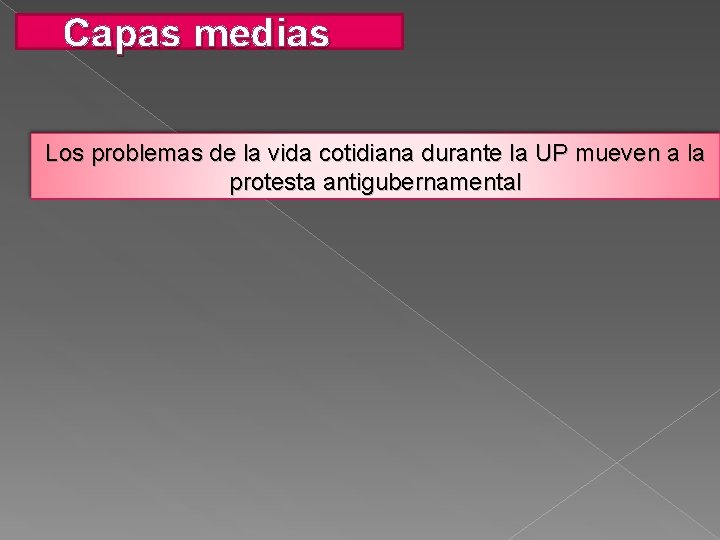 Capas medias Los problemas de la vida cotidiana durante la UP mueven a la