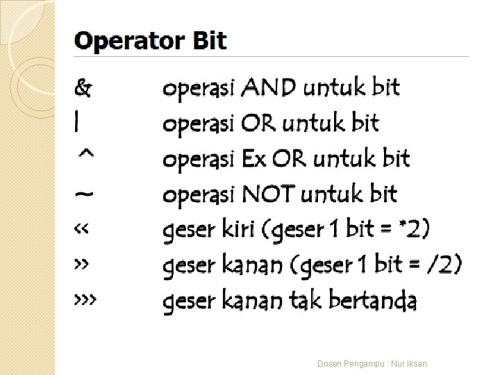 Dosen Pengampu : Nur Iksan 