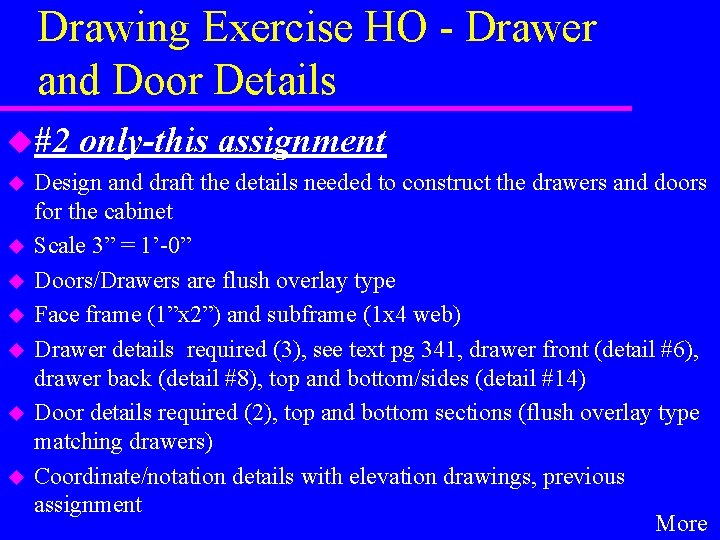 Drawing Exercise HO - Drawer and Door Details u#2 u u u u only-this