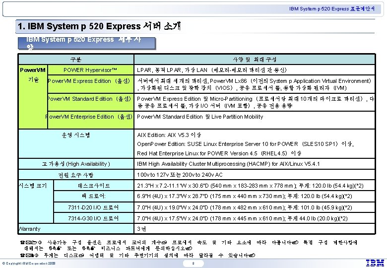 IBM System p 520 Express 표준제안서 1. IBM System p 520 Express 서버 소개