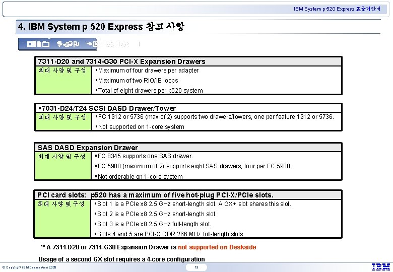 IBM System p 520 Express 표준제안서 4. IBM System p 520 Express 참고 사항