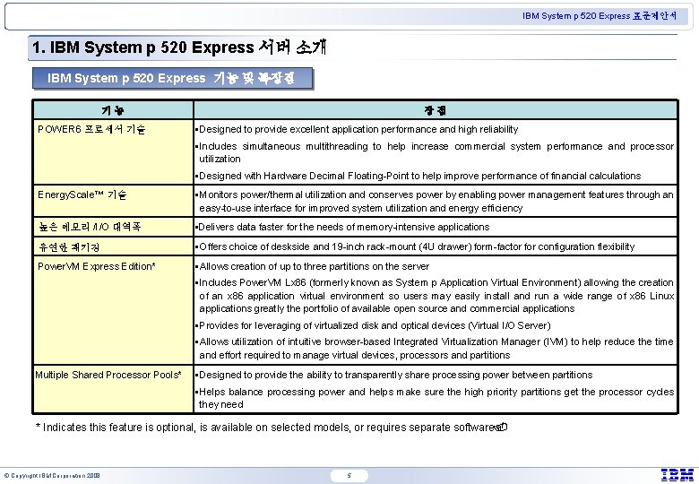 IBM System p 520 Express 표준제안서 1. IBM System p 520 Express 서버 소개