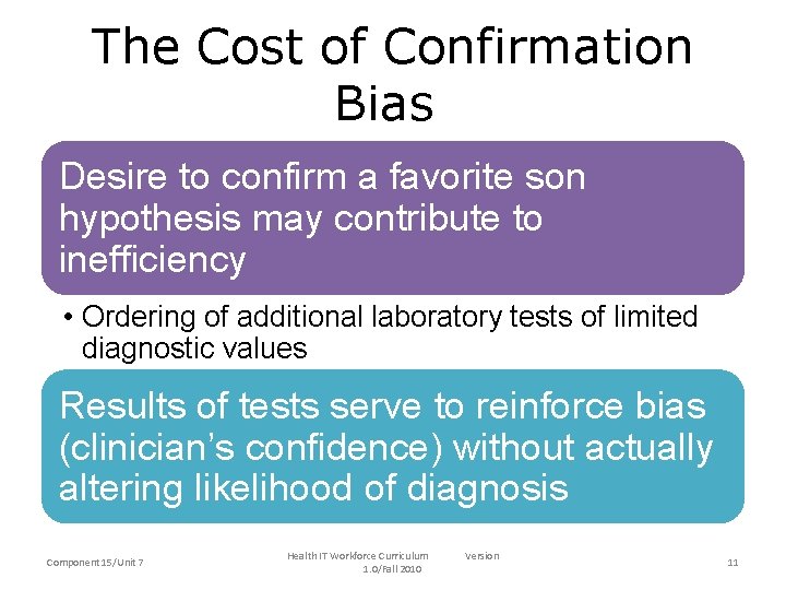 The Cost of Confirmation Bias Desire to confirm a favorite son hypothesis may contribute