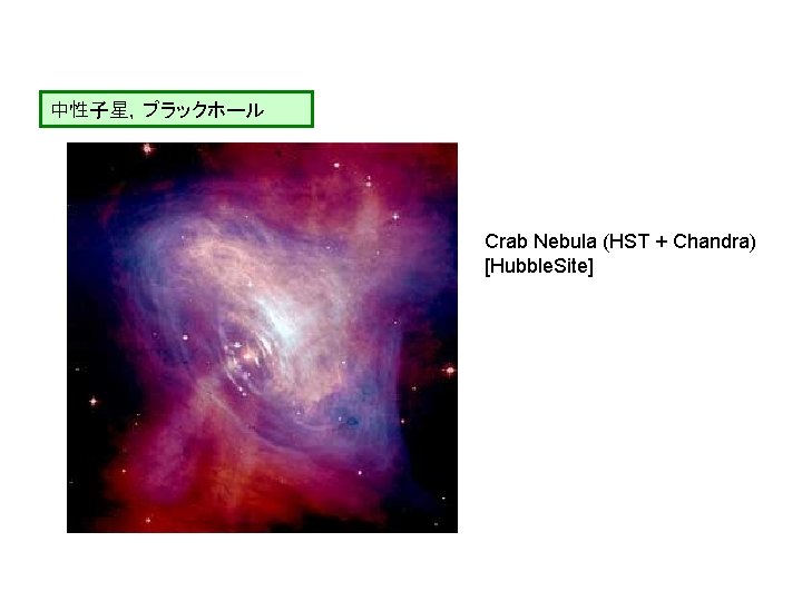 中性子星，ブラックホール Crab Nebula (HST + Chandra) [Hubble. Site] 