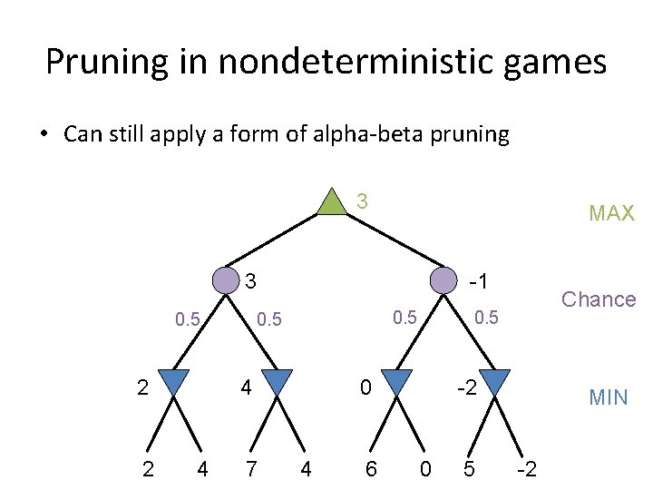 Pruning in nondeterministic games • Can still apply a form of alpha-beta pruning 3