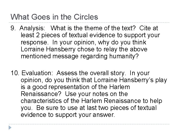 What Goes in the Circles 9. Analysis: What is theme of the text? Cite