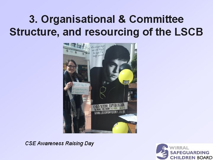 3. Organisational & Committee Structure, and resourcing of the LSCB CSE Awareness Raising Day