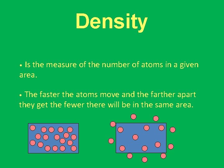 Density Is the measure of the number of atoms in a given area. •