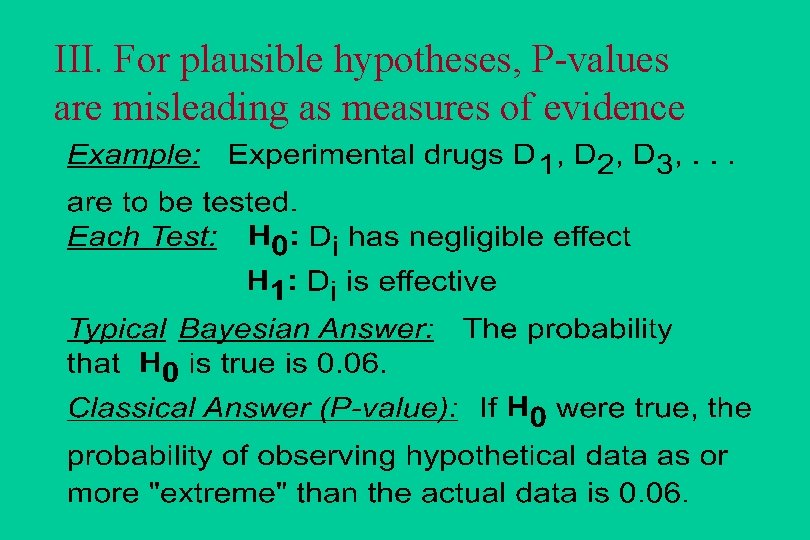 III. For plausible hypotheses, P-values are misleading as measures of evidence 
