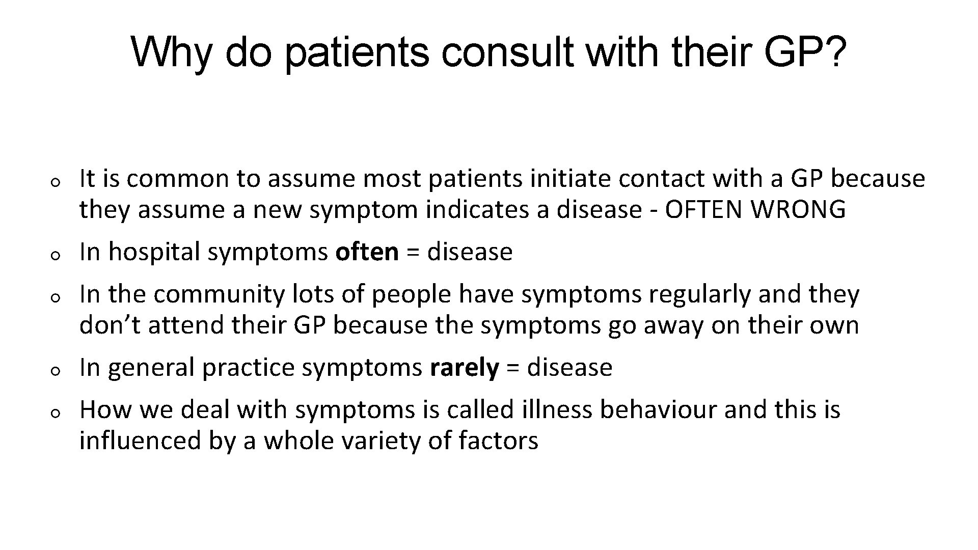 Why do patients consult with their GP? It is common to assume most patients