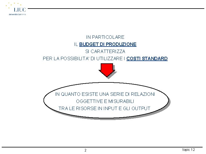 IN PARTICOLARE IL BUDGET DI PRODUZIONE SI CARATTERIZZA PER LA POSSIBILITA' DI UTILIZZARE I