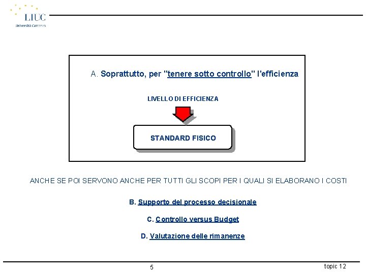 A. Soprattutto, per "tenere sotto controllo" l'efficienza LIVELLO DI EFFICIENZA STANDARD FISICO ANCHE SE